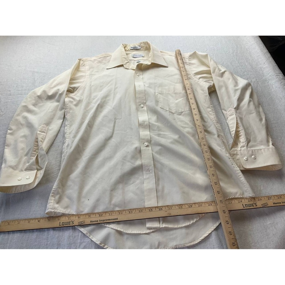VTG Arrow Bradstreet Dress Shirt Mens 15.5-32/33 Yellow Button Up Long Sleeve